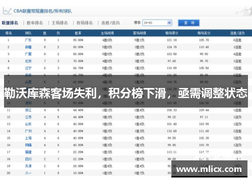 勒沃库森客场失利，积分榜下滑，亟需调整状态