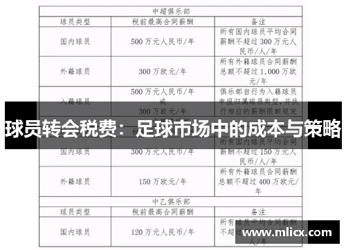 球员转会税费：足球市场中的成本与策略